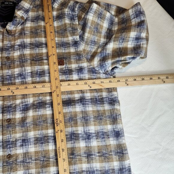 Solaris Shirt Men's Tall Man Cream White  Plaid ButtonUp Long Sleeve Size XLT 14 - Picture 6 of 15